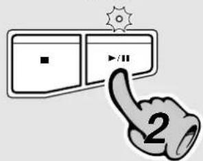 Diagram showing a hand pointing at a button labeled '2' with a gear icon above, likely indicating a step or sequence.