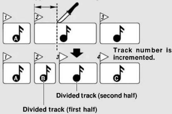 Track number is incremented. Divided track (second half) Divided track (first half)