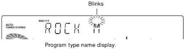 Blinks AUTO TUNED STEREO RDS PTY ROCK M Program type name display.