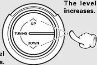 The level increases. UP TUNING DOWN