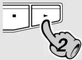 Diagram showing a finger pointing at a button with the number 2 labeled, indicating a step or sequence.