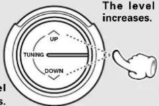 The level increases. UP TUNING DOWN