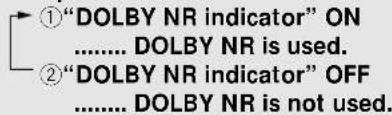 ①“DOLBY NR indicator” ON ...... DOLBY NR is used. ②“DOLBY NR indicator” OFF ...... DOLBY NR is not used.