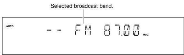 Selected broadcast band. AUTO -- FM 87.00 MHz