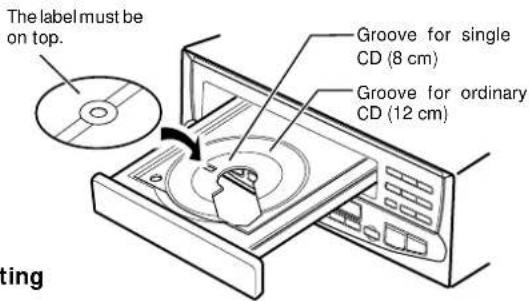 The label must be on top. Groove for single CD (8 cm) Groove for ordinary CD (12 cm)