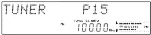 TUNER P15 FM TUNED ST. AUTO L 30105310 (-dB) 100.00 MHz R