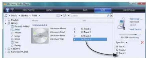 KENWOOD M1GD50 - Verwendung von Windows Media Player 11/10/9 - 4