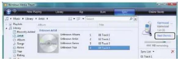 KENWOOD M1GD50 - Verwendung von Windows Media Player 11/10/9 - 3