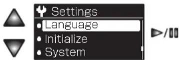 Settings • Language • Initialize • System