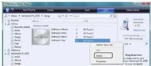 KENWOOD M2GD55 - Verwendung von Windows Media Player 11/10/9 - 1
