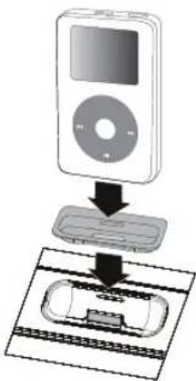 Tevion MDVD 313 - Az iPod ráhelyezése a tartóra és elindítása - 1