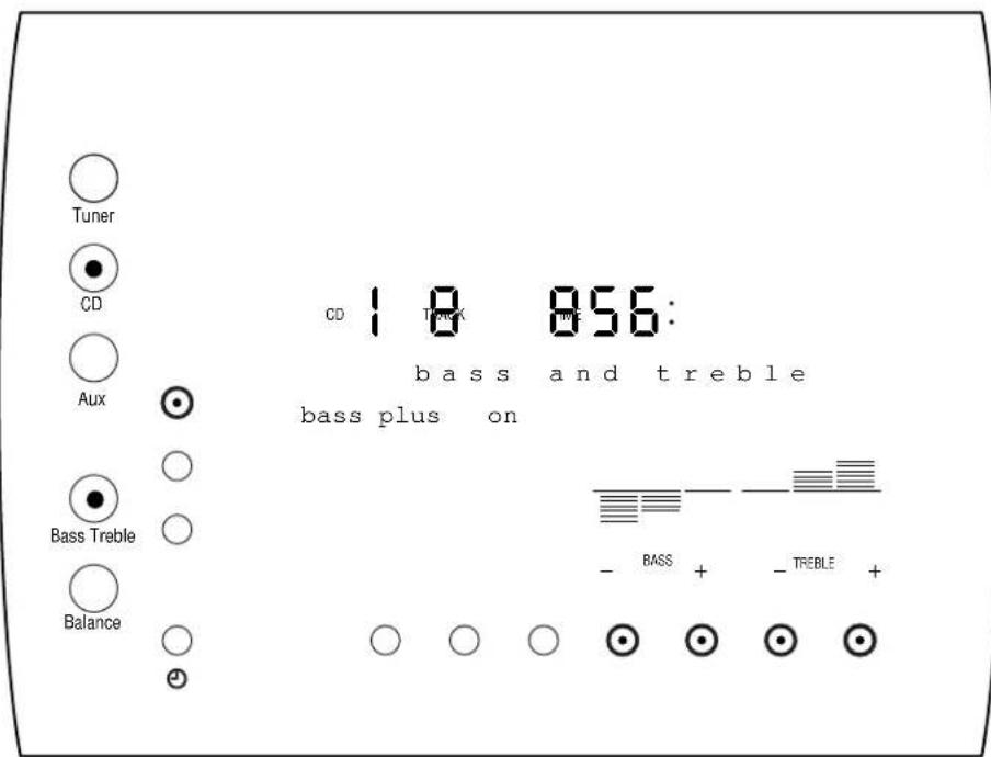 Tuner CD Aux Bass Treble Balance CD 1.8 056: bass and treble bass plus on - BASS + - TREBLE + ○ ○ ○ ● ● ● ● ●