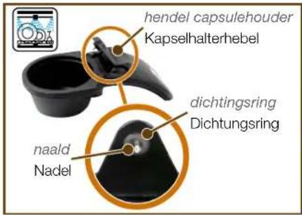 hendel capsulehouder Kapselhalterhebel dichtingsring Dichtungsring naald Nadel