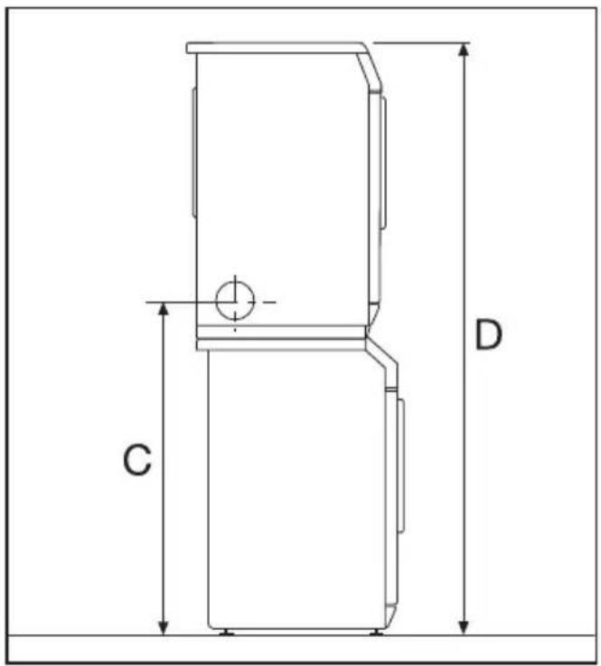 MIELE T 243 - Höhe der Abluftöffnungen bei einer Wasch-Trocken-Säule - 2
