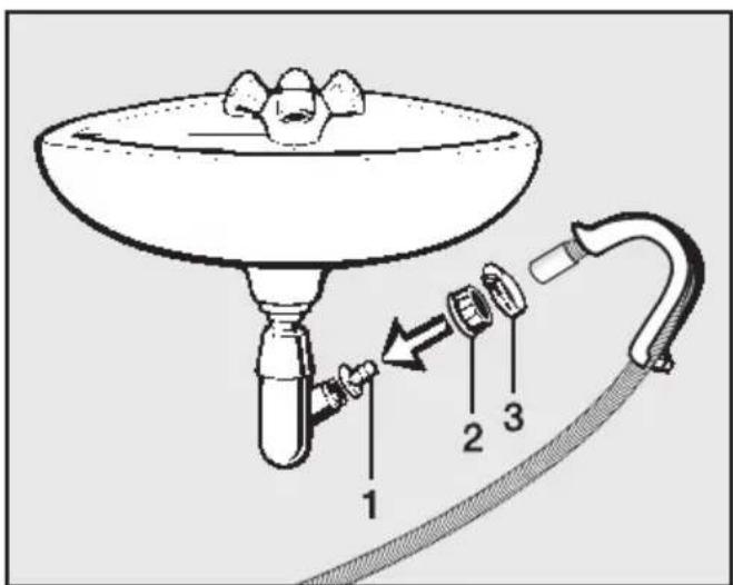 MIELE T 253 C - Ablaufschlauch an einem Waschbeckensiphon anschließen - 2