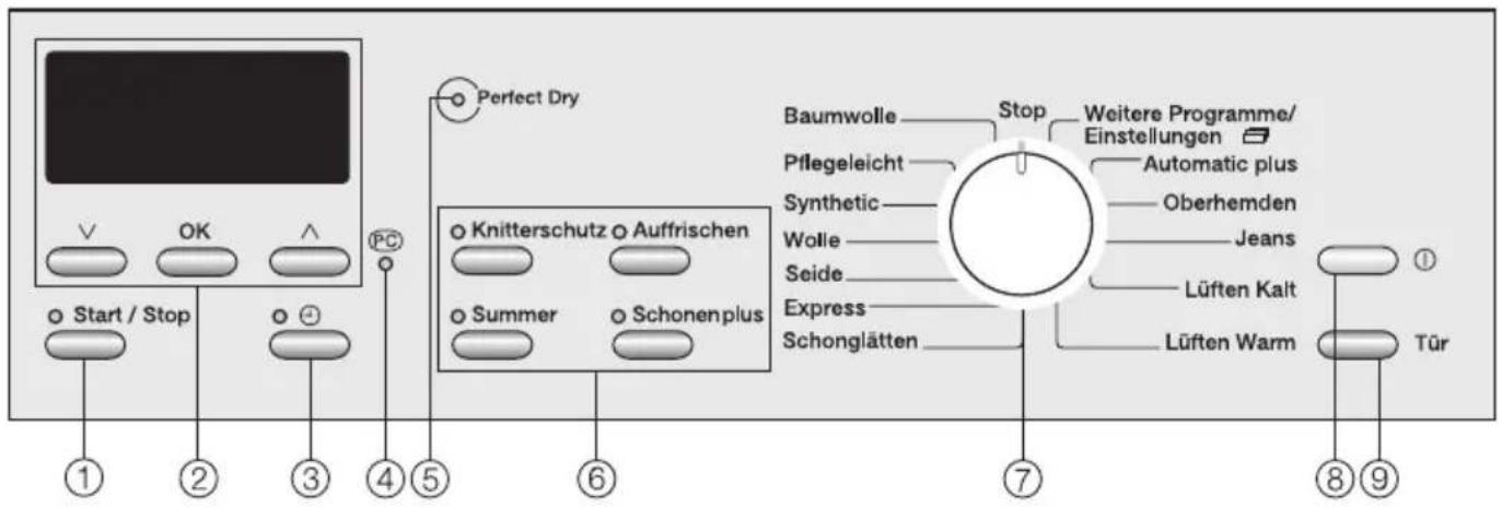 MIELE Softtronic T 8927 WP - Bedienungsblende - 1