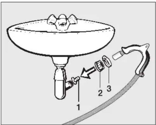 MIELE PT 5135C - Ablaufschlauch fest an einem Waschbeckensiphon anschließen - 2