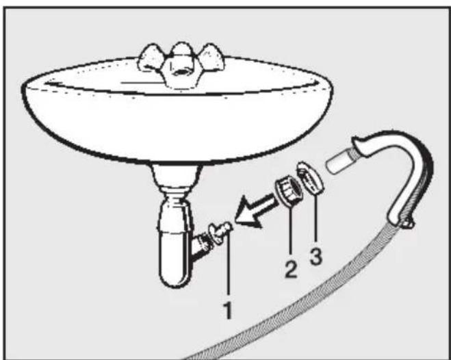 MIELE T 4888 C - Ablaufschlauch an einem Waschbeckensiphon anschließen - 2