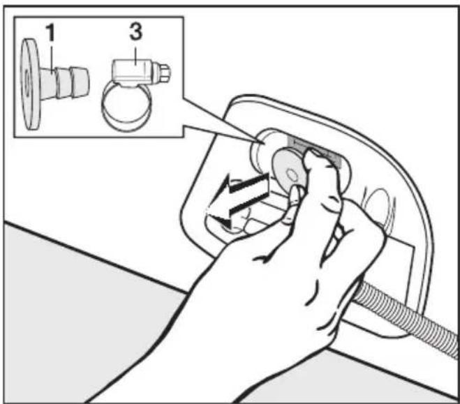 MIELE T 4663 C - Ablaufschlauch an einem Waschbeckensiphon anschließen - 1