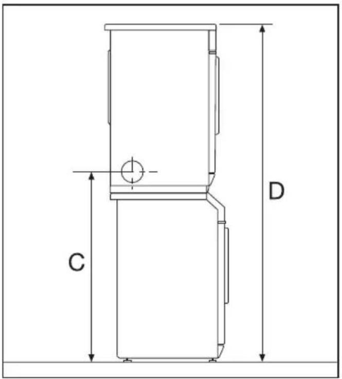 MIELE Softtronic T 4122 - Höhe der Abluftöffnungen bei einer Wasch-Trocken-Säule - 2