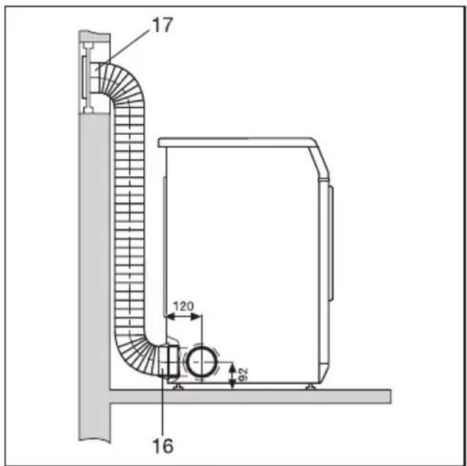 MIELE Novotronic T 263 - Abluftkamin-Anschluss mit flexiblem Abluftschlauch\* - 3