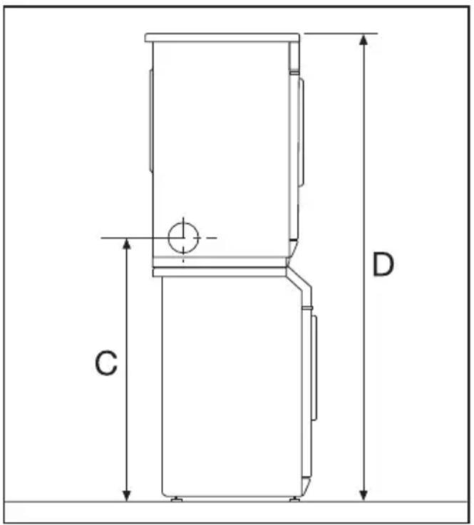 MIELE Novotronic T 220 - Höhe der Abluftöffnungen bei einer Wasch-Trockensäule - 2