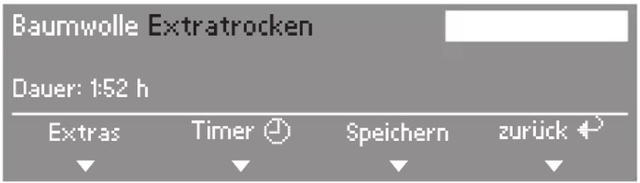 MIELE T 8687 C - Basismenü eines Trockenprogramms - 1