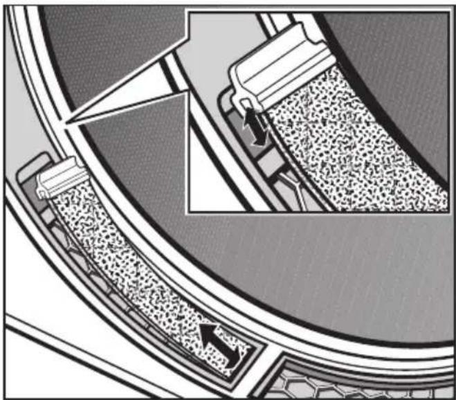 MIELE T 8627 WP - Feinfilter in den Flusensieben im Einfüllbereich der Tür - 2