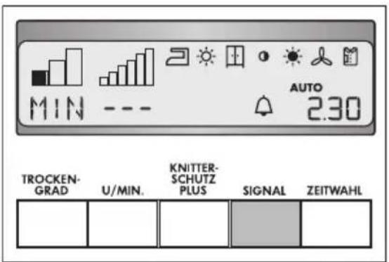 MIN --- AUTO 2.30 TROCKEN- GRAD U/MIN. KNITTER- SCHUTZ PLUS SIGNAL ZEITWAHL
