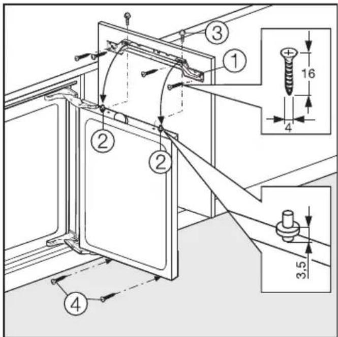 MIELE K 122 UI - Möbeltür montieren - 4