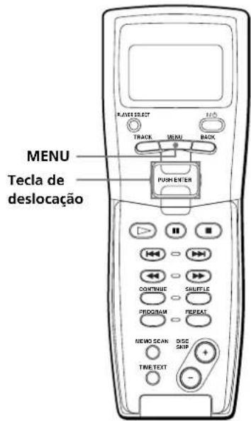 MENU Tecla de deslocação PUSH ENTER