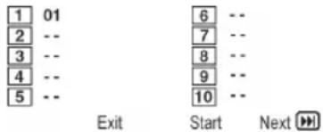 1 01 2 -- 3 -- 4 -- 5 -- Exit 6 -- 7 -- 8 -- 9 -- 10 -- Start Next ►→