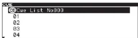 CUE Cue List No000 01 02 03 04