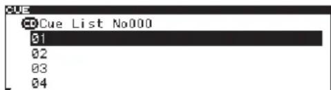 CUE List No000 01 02 03 04