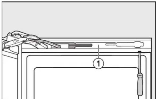 MIELE KFN 14947 SDE - Oberen Türschließdämpfer abnehmen: - 1
