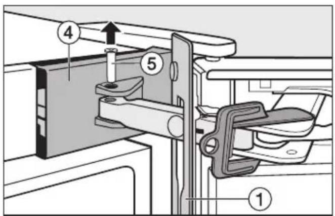 MIELE KFN 14943 SDE - Oberen Türschließdämpfer abnehmen: - 3