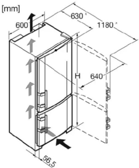 LIEBHERR CBNesf3733 - Aufstellmaße - 1