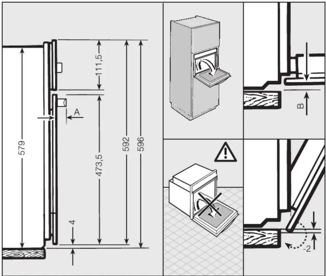 MIELE H 5361 - Detailmaße der Backofenfront - 1