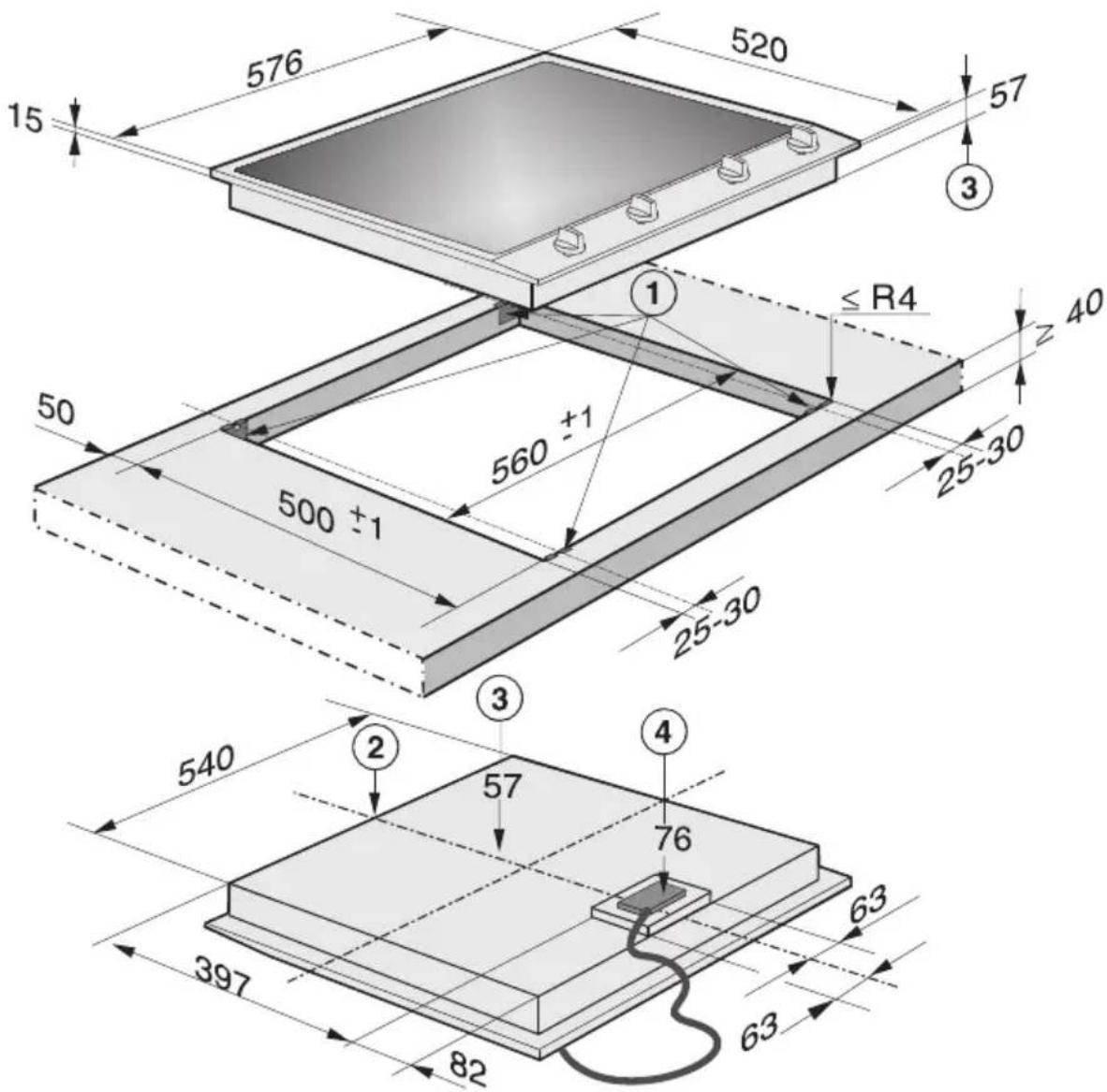 MIELE CS 1234 - Sicherheitsabstand zu Nischenverkleidung - 4