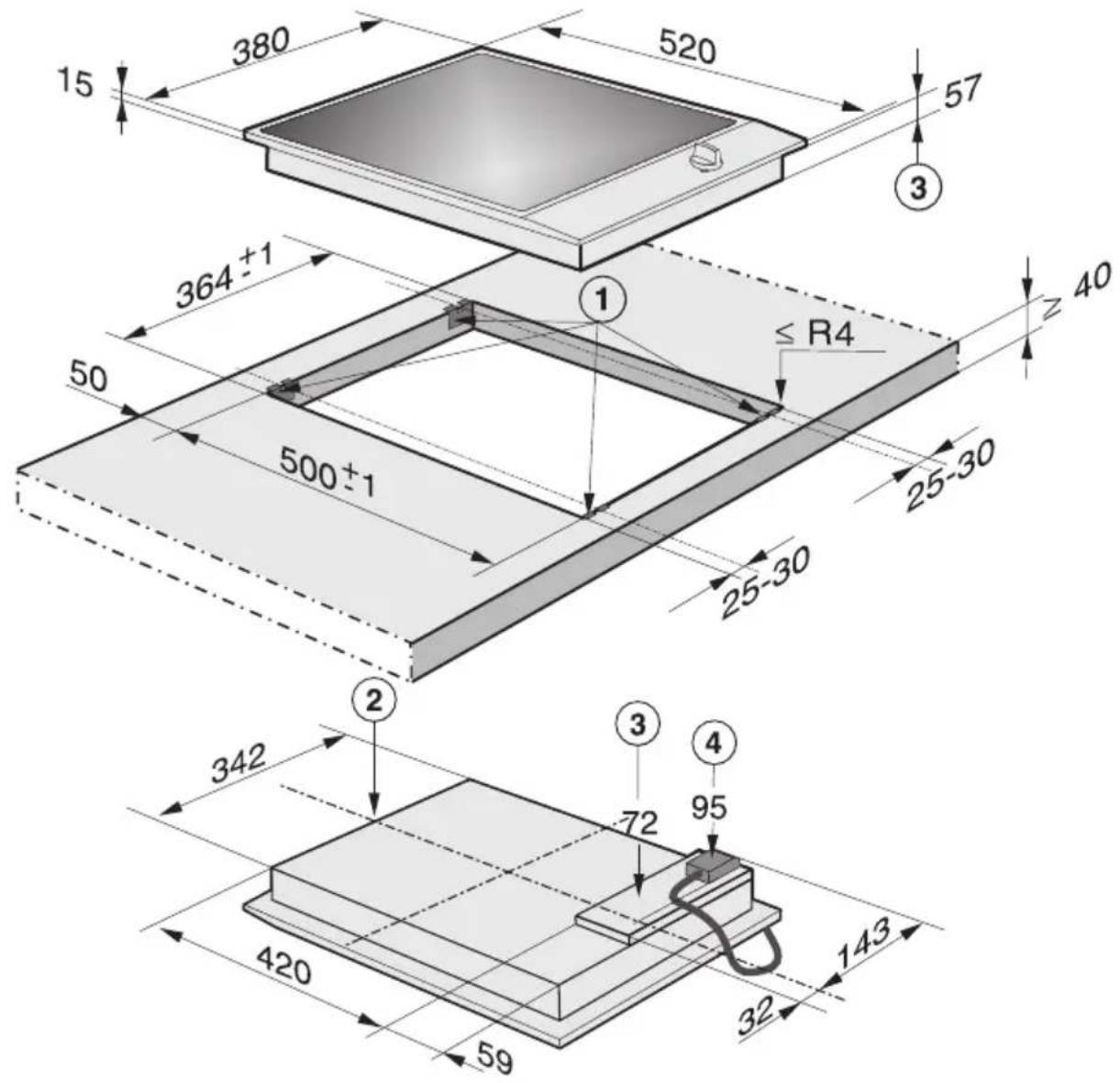 MIELE CS 1234 - Sicherheitsabstand zu Nischenverkleidung - 3