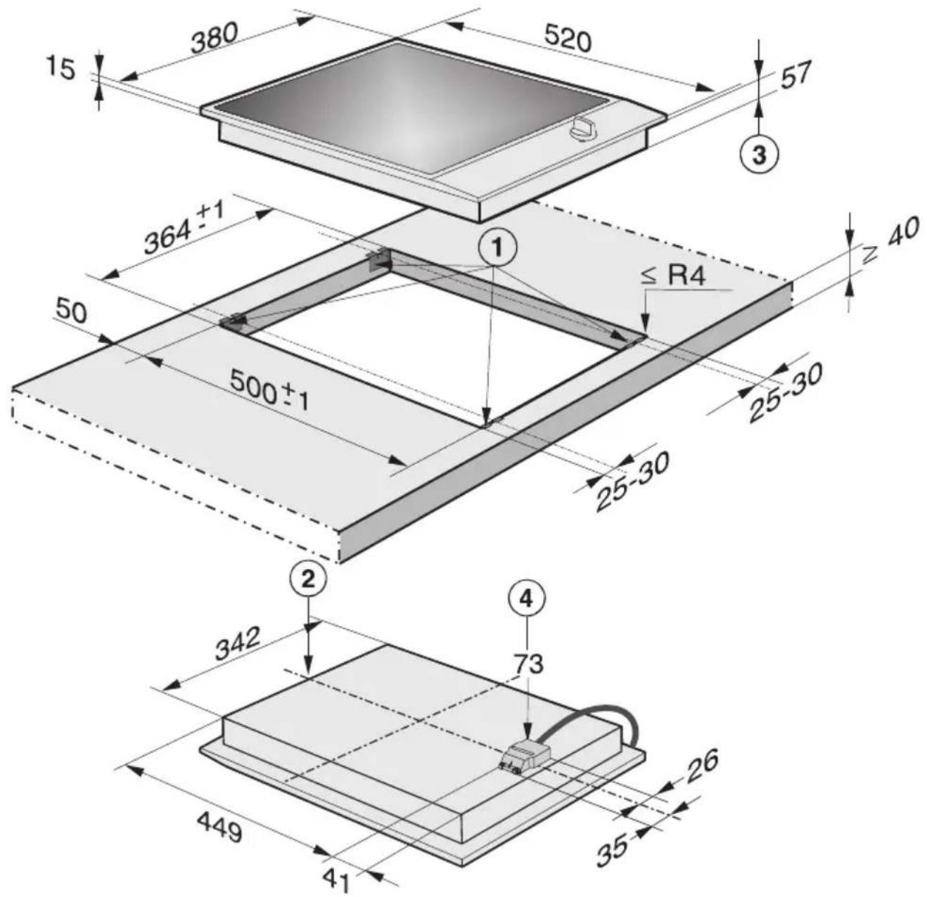 MIELE CS 1221 I - Sicherheitsabstand zu Nischenverkleidung - 3
