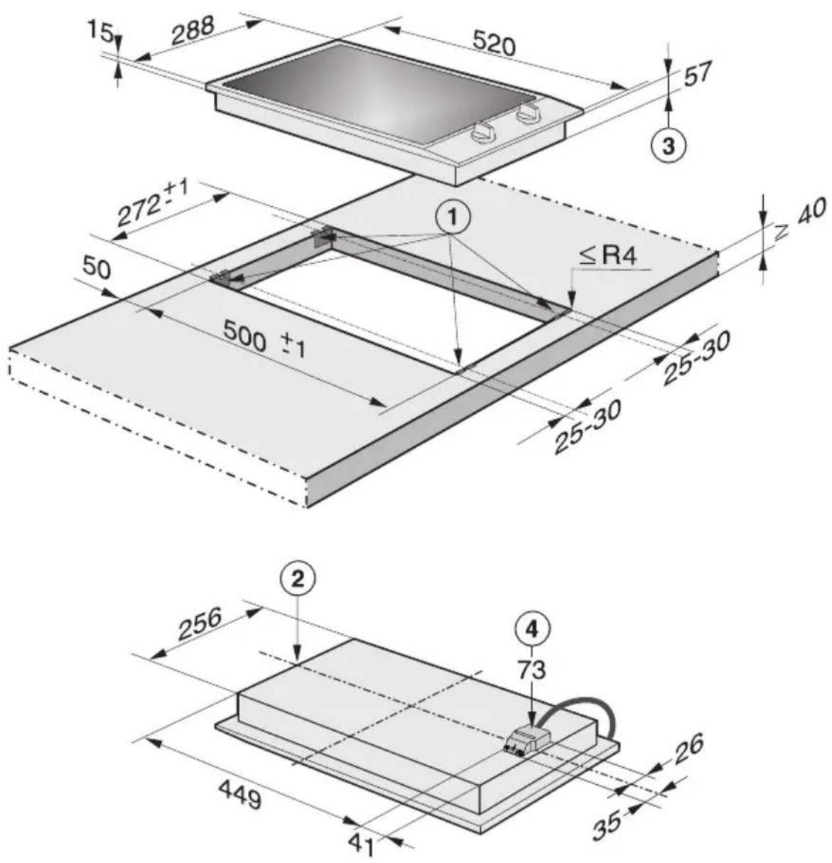 MIELE CS 1221 I - Sicherheitsabstand zu Nischenverkleidung - 2