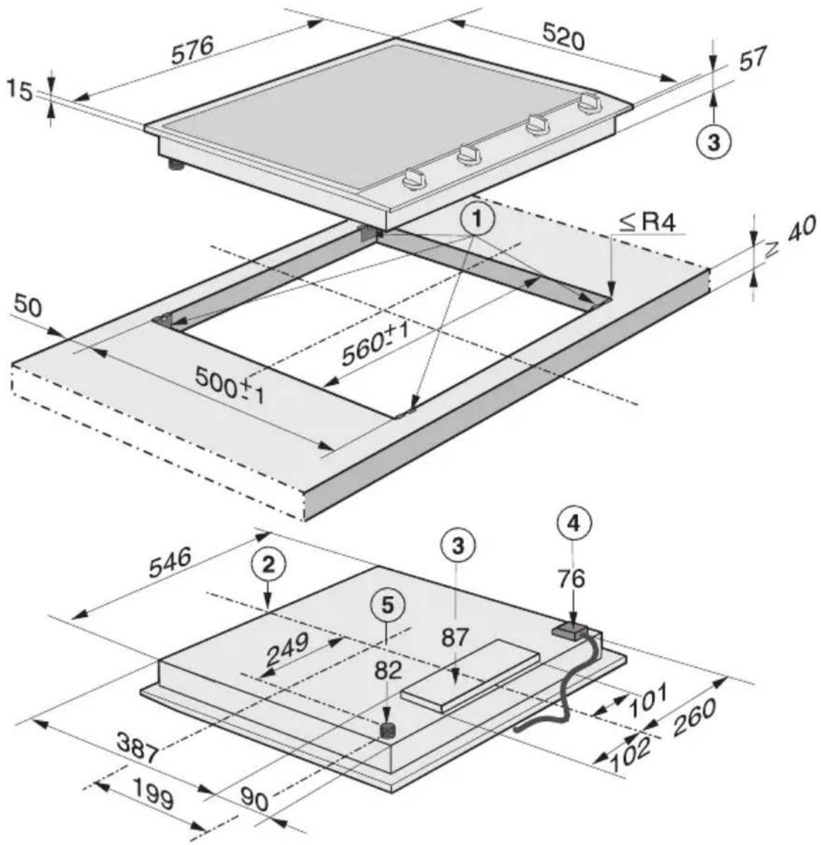 MIELE CS 1034 - Sicherheitsabstand zu Nischenverkleidung - 3