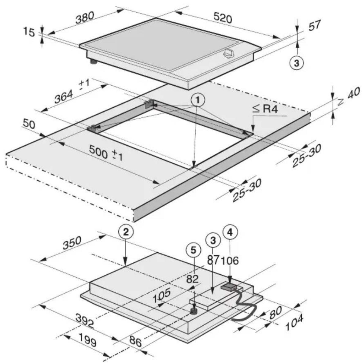 MIELE CS 1021 G - Sicherheitsabstand zu Nischenverkleidung - 3