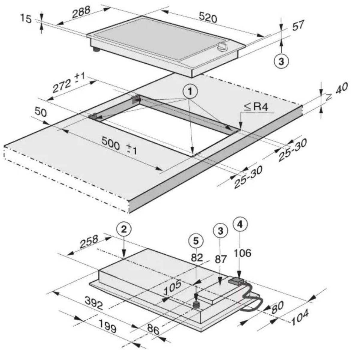 MIELE CS 1021 G - Sicherheitsabstand zu Nischenverkleidung - 2