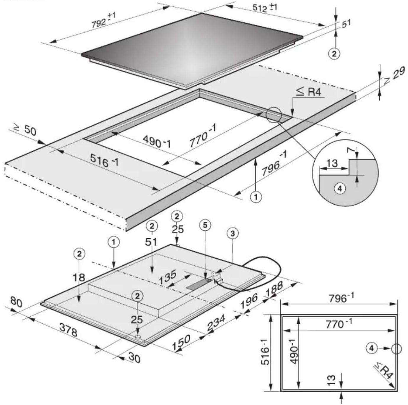 MIELE KM 6358 PowerFlex - Einbaumaße - 1