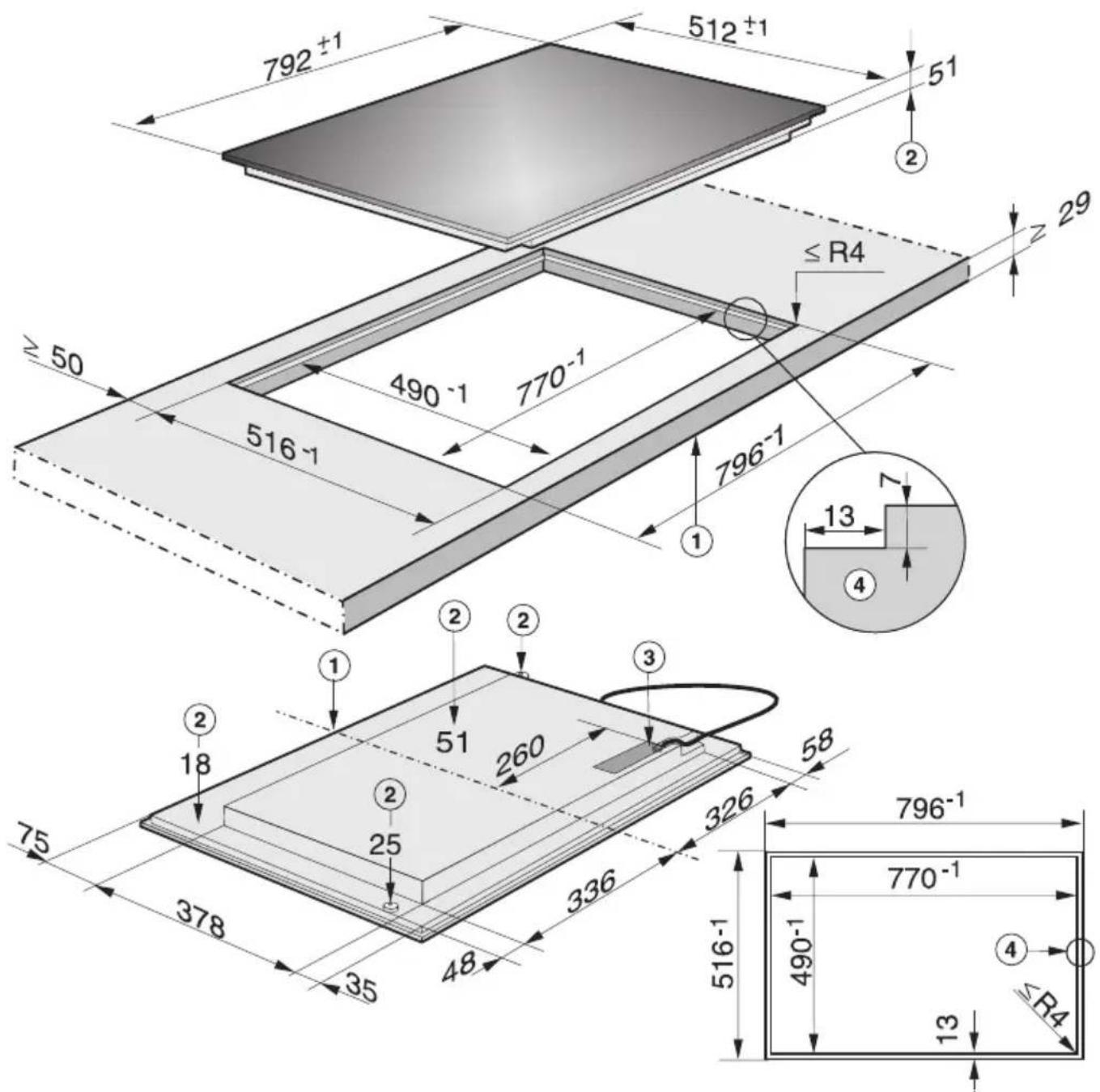 MIELE KM 6367 PowerFlex - Einbaumaße - 1