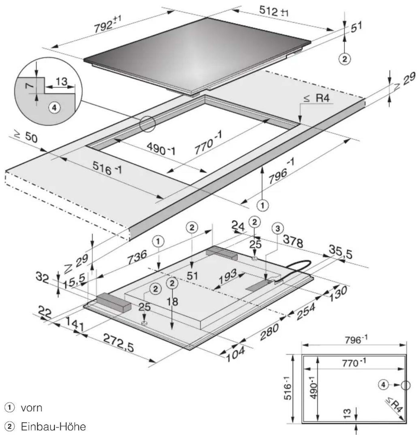 MIELE KM 6362 PowerFlex - Einbaumaße - 1