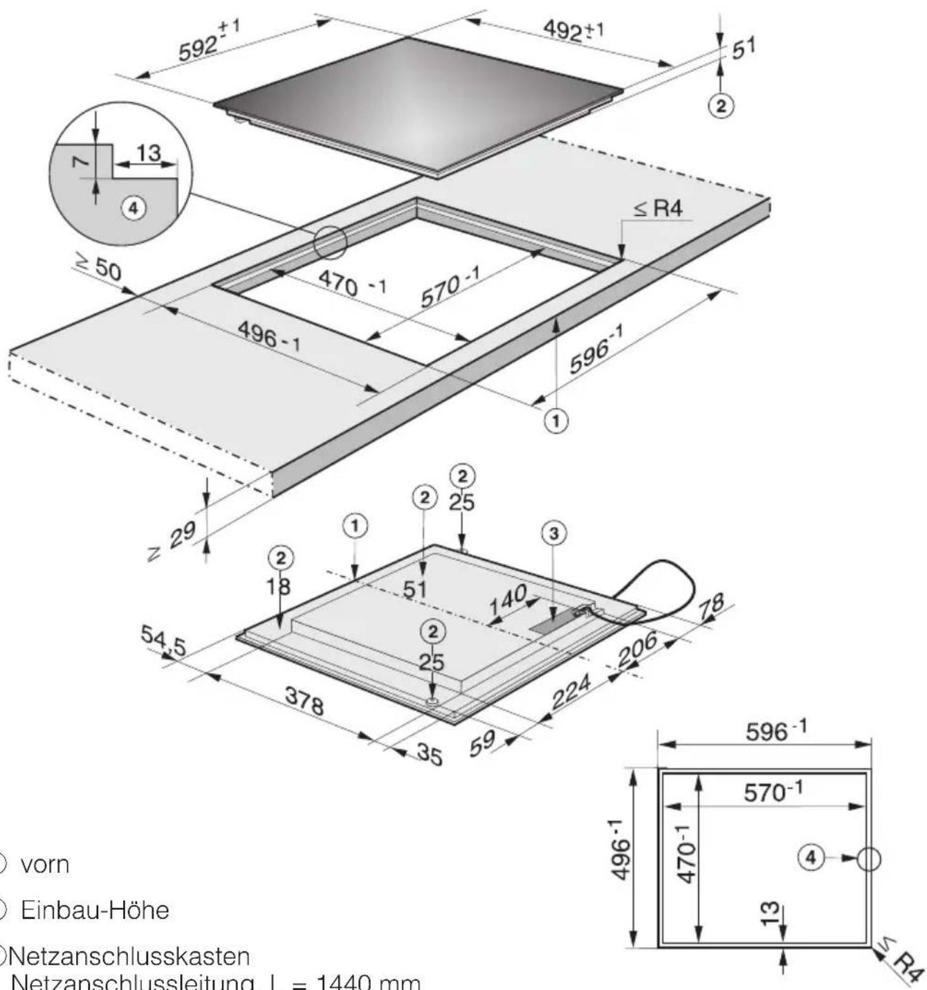 MIELE KM 6345 PowerFlex - Sicherheitsabstand zu Nischenverkleidung - 2