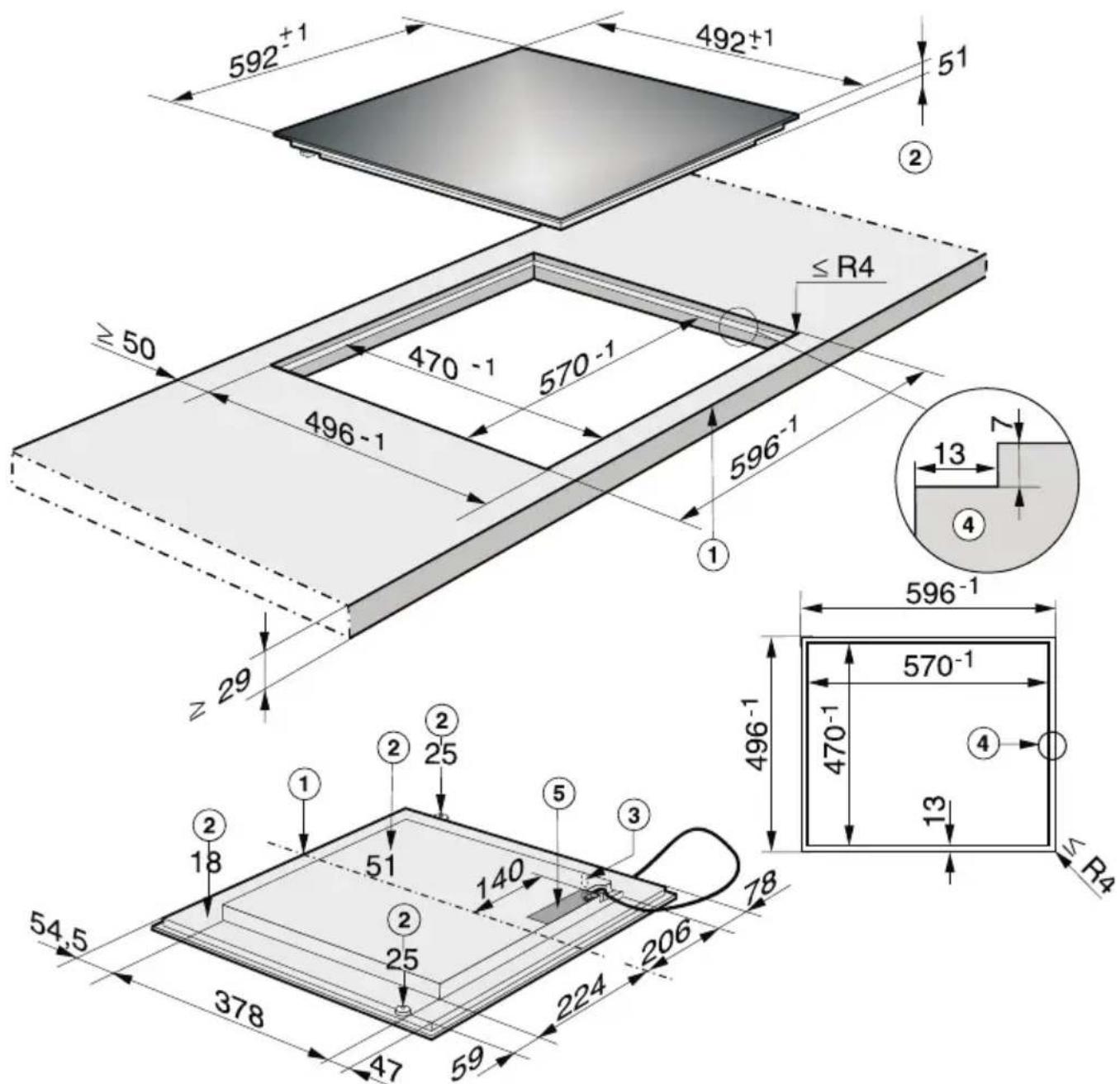 MIELE KM 6323 PowerFlex - Einbaumaße - 1